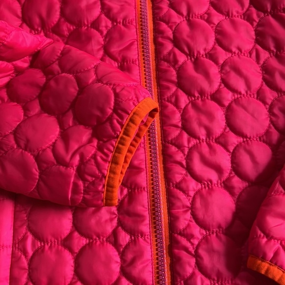 Land’s End hooded puffer jacket. Girls XL pink orange trim. EUC. - Picture 8 of 9